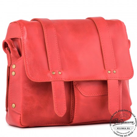 Кожаная сумка "Фрея" (красная) 